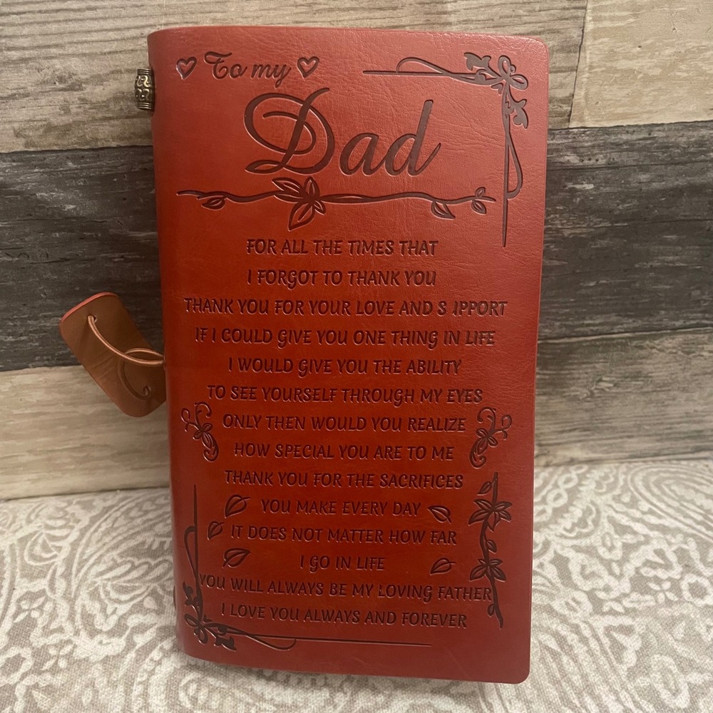To My Dad Engraved Leather Journal Refillable Travelers Notebook Brown Gift